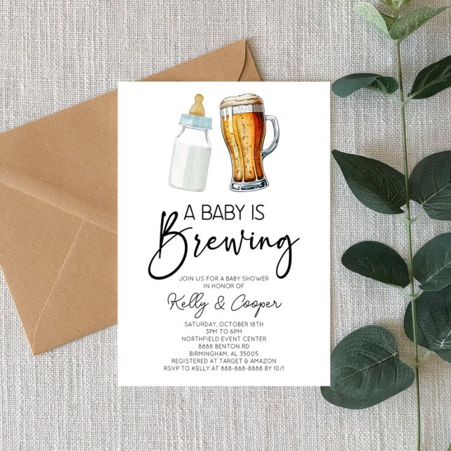 Ett Baby brinner Flaska Beer Glass Baby Shower Inbjudningar (Skapare uppladdad)