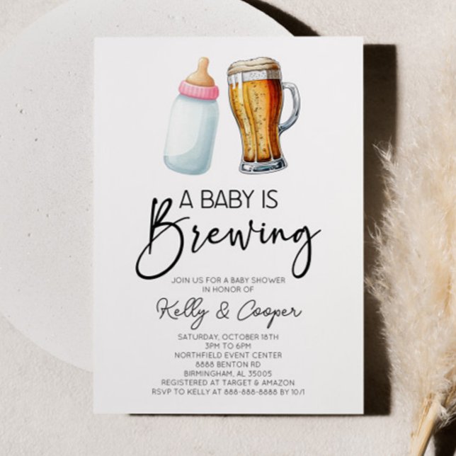 Ett Baby brinner Flaska Beer Glass Baby Shower Inbjudningar (Skapare uppladdad)