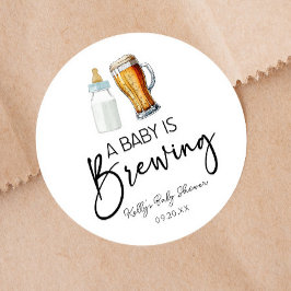 Ett Baby brinner Flaska Beer Glass Baby Shower Runt Klistermärke