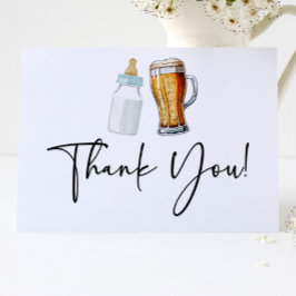 Ett Baby brinner Flaska Beer Glass Baby Shower Tack Kort