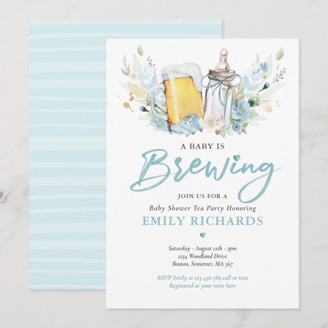Ett Baby brinner Flaska och Beer Coed Baby Shower Inbjudningar (Fram/baksida)