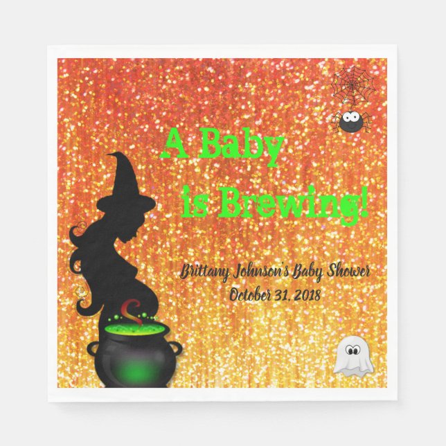 Ett Baby brinner! Halloween Baby Shower Napkin Pappersservett (Framsidan)