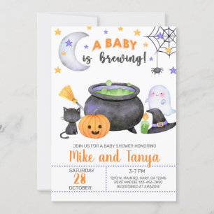 Ett baby brinner Halloween-babyduschen inbjudan. Inbjudningar