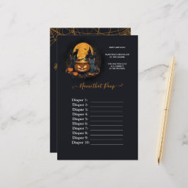 Ett Baby brinner Halloween-babyskor i poospel