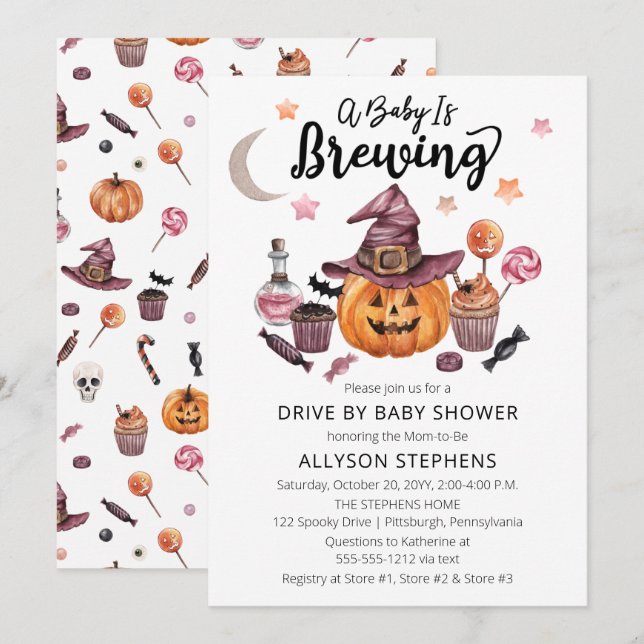 Ett Baby brinner Halloween-enheten med Shower Inbjudningar (Fram/baksida)