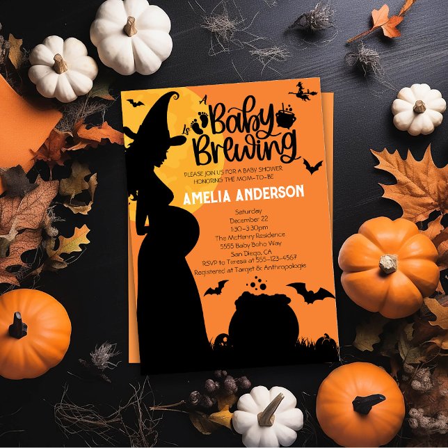 Ett Baby brinner | Halloween Witch Baby Shower Inbjudningar (Skapare uppladdad)