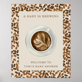 Ett Baby brinner i kaffebönor, babyskor Poster
