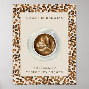 Ett Baby brinner i kaffebönor, babyskor Poster