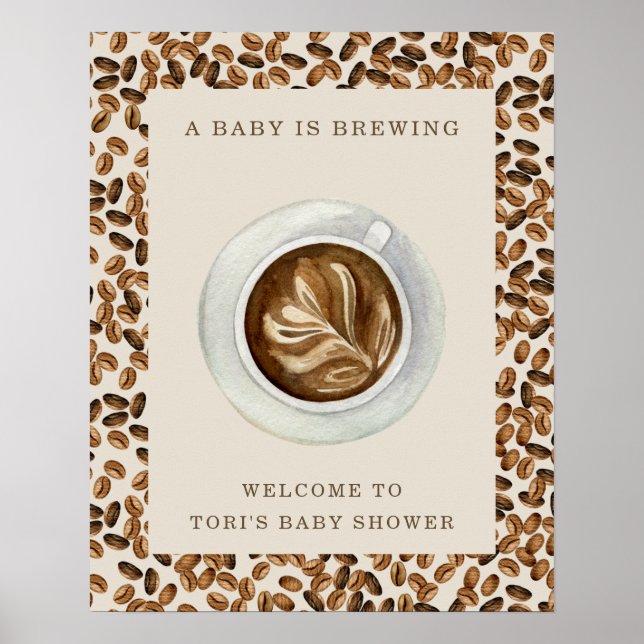 Ett Baby brinner i kaffebönor, babyskor Poster (Framsidan)