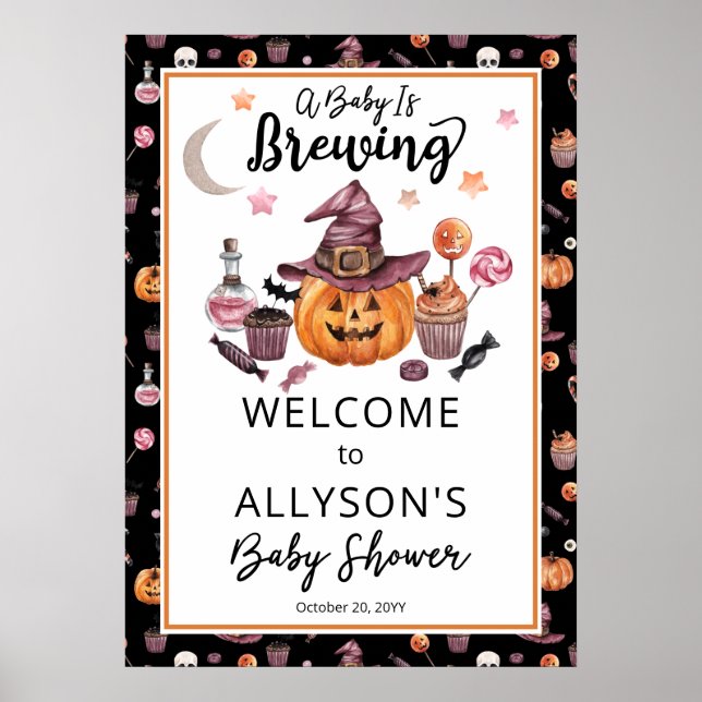 Ett Baby brinner Jack-O-Lantern Halloween Shower Poster (Framsidan)