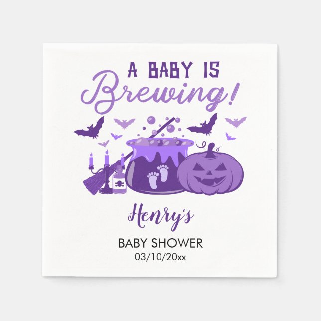 Ett Baby brinner Lila Halloween Baby Shower Pappersservett (Framsidan)