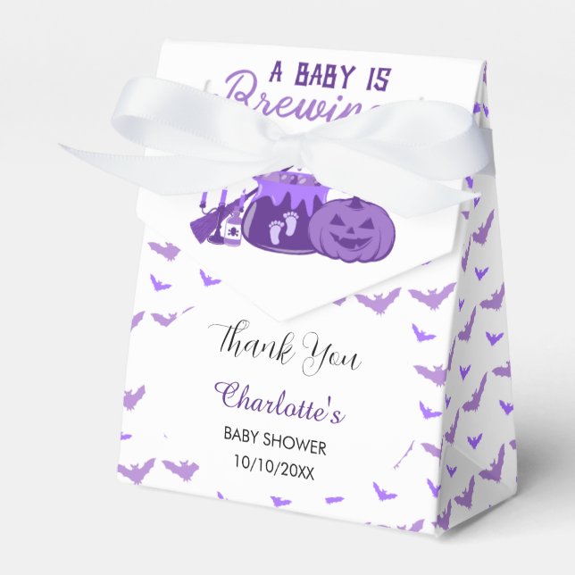 Ett Baby brinner Lila Halloween Baby Shower Presentaskar (Framsidan Sidan)