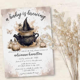 Ett Baby brinner Neutralten Halloween Baby Shower Inbjudningar