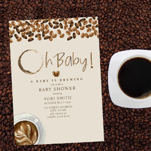 Ett Baby brinner Oh Baby-kaffebönor babyskor Inbjudningar