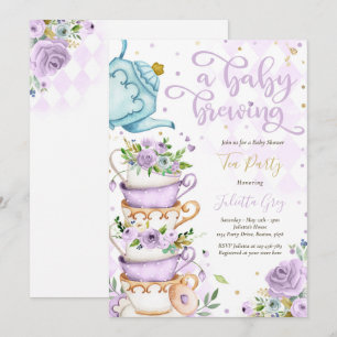 Ett Baby brinner Party-babyskor Lilac Ro Inbjudningar