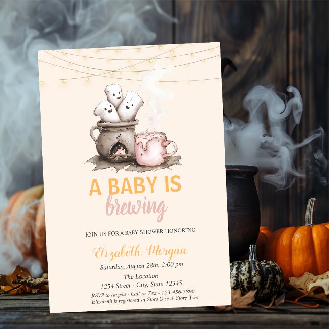 Ett Baby brinner Polka dots Halloween-babyskor Inbjudningar (Skapare uppladdad)