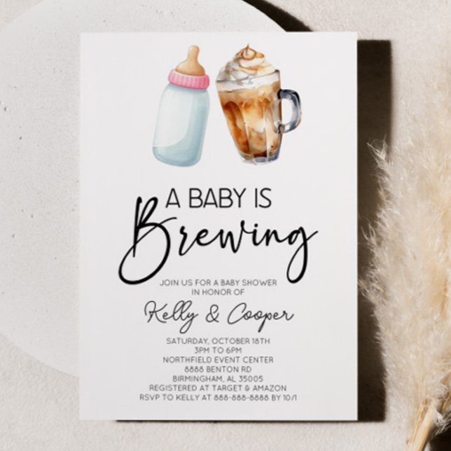 Ett Baby brinner Rosa Flaska-kaffebabyskor Inbjudningar (Skapare uppladdad)