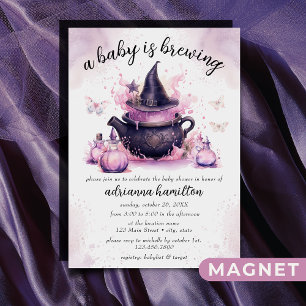 Ett Baby brinner Rosa Halloween Baby Shower Magnetisk Inbjudningskort