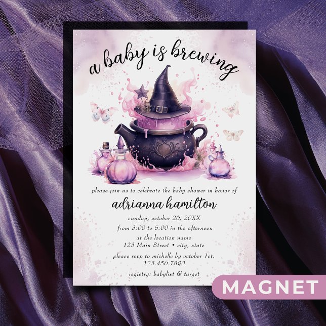Ett Baby brinner Rosa Halloween Baby Shower Magnetisk Inbjudningskort (Skapare uppladdad)