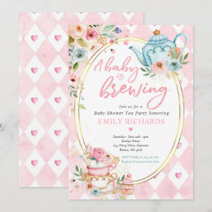 Ett Baby brinner Rosa ros i Party-babyskorna i Tea Inbjudningar