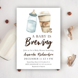 Ett Baby håller på att blåsa babyskor för Flaska-k Inbjudningar