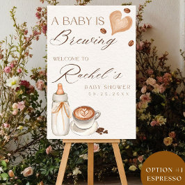 Ett Baby håller på att blåsa välkomstskylt för bab