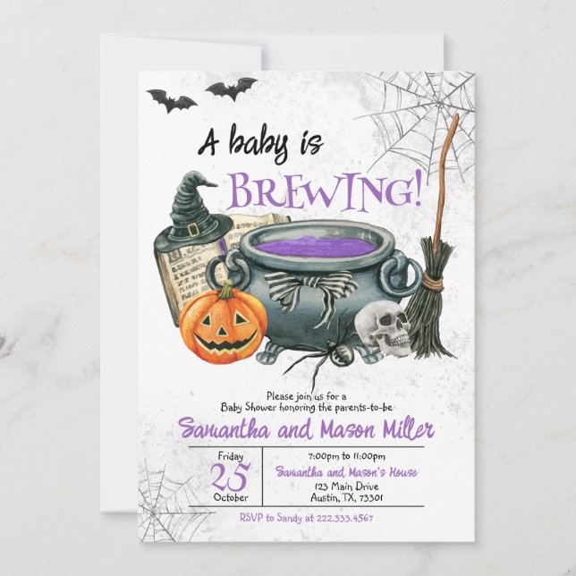 Ett Baby håller på att bryta Halloween-inbjudan ti Inbjudningar (Framsida)