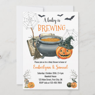 Ett Baby håller på att bryta Halloween-inbjudan ti Inbjudningar