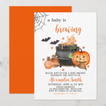 Ett Baby håller på att bryta Halloween-inbjudan ti