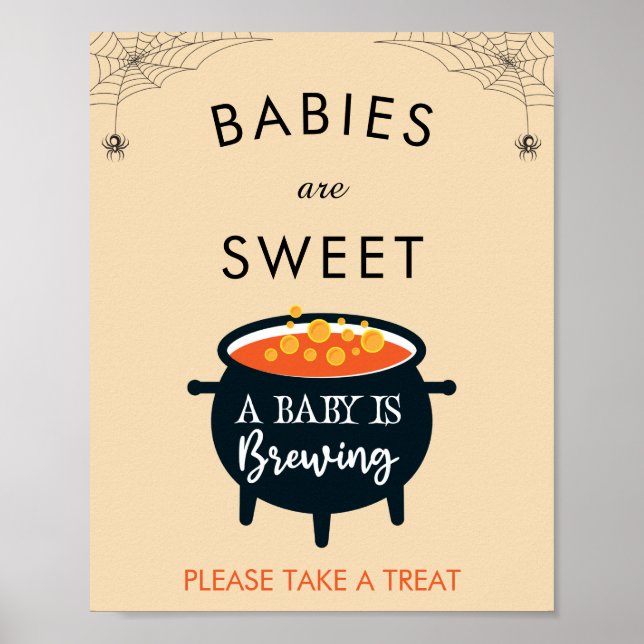 Ett Baby håller på att dela halloween-babyvisnings Poster (Framsidan)