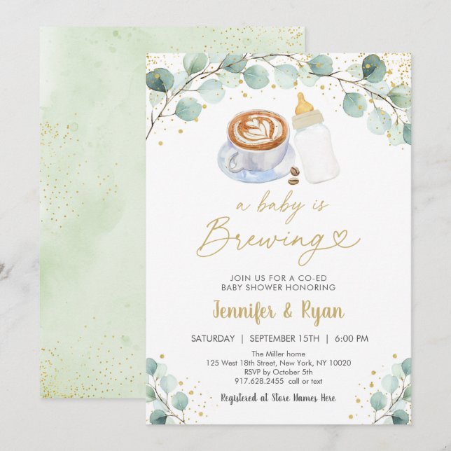 Ett Baby håller på att föda upp en grekisk kaffeba Inbjudningar (Fram/baksida)