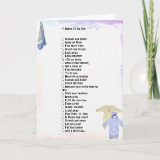 "Ett Babys to Do List"-hälsningskort Kort