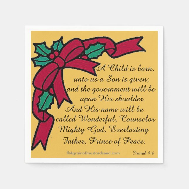 Ett barn är född julklapp pappersservett (Framsidan)