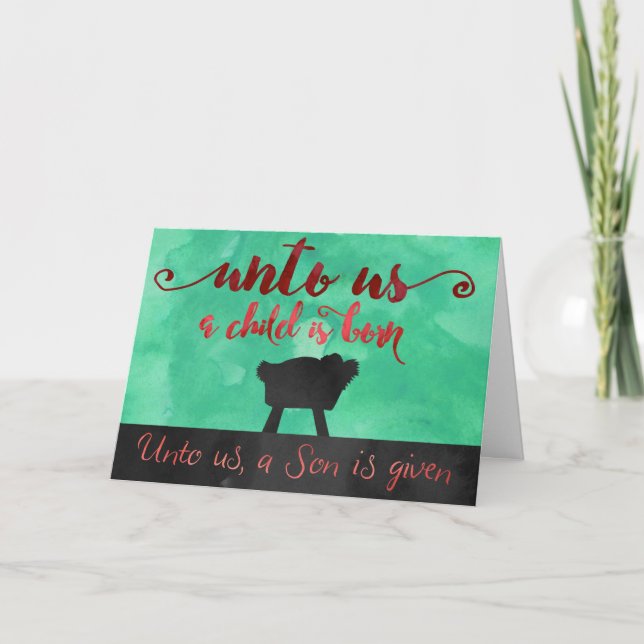 Ett barn är fött julkort helgkort (Framsida)