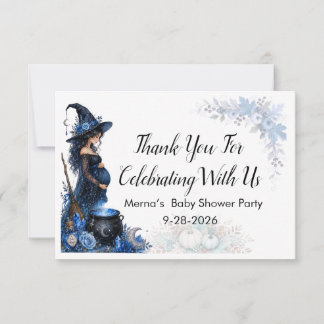 Ett barn bryggs blå Halloween Baby Shower Tack Kort