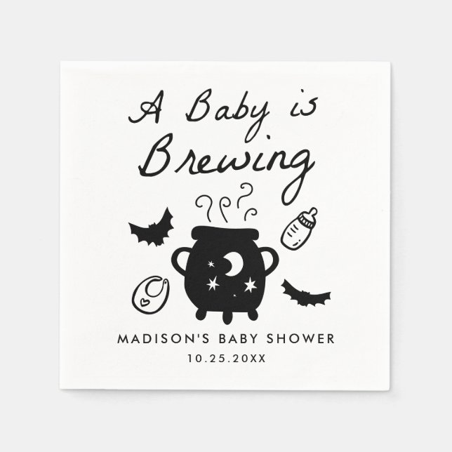 Ett barn bryggs Halloween Baby Shower Pappersservett (Framsidan)