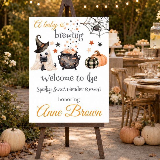Ett barn bryggs Halloween välkomstaffisch Poster (A Baby Is Brewing Halloween Welcome Poster)