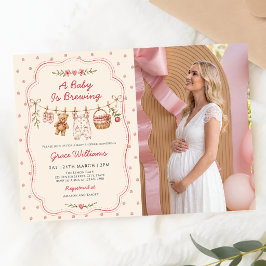 Ett barn bryggs Klädstreck Baby Shower Foto Inbjudningar