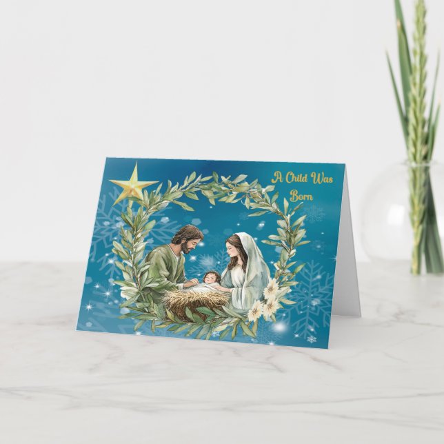 Ett barn föddes i julkort tack kort (Framsida)