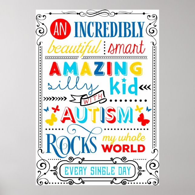 Ett barn med autism Sten mitt världstypografi Poster (Framsidan)