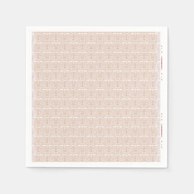 ett beige och vitt checkat mönster på vit bas pappersservett (Framsidan)