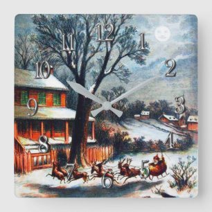 Ett besök från St. Nicholas-julen Fyrkantig Klocka