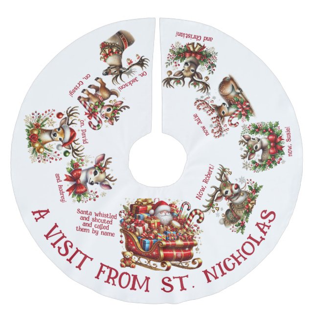 Ett besök från St. Nicholas Julgransmatta Borstad Polyester (Framsidan)