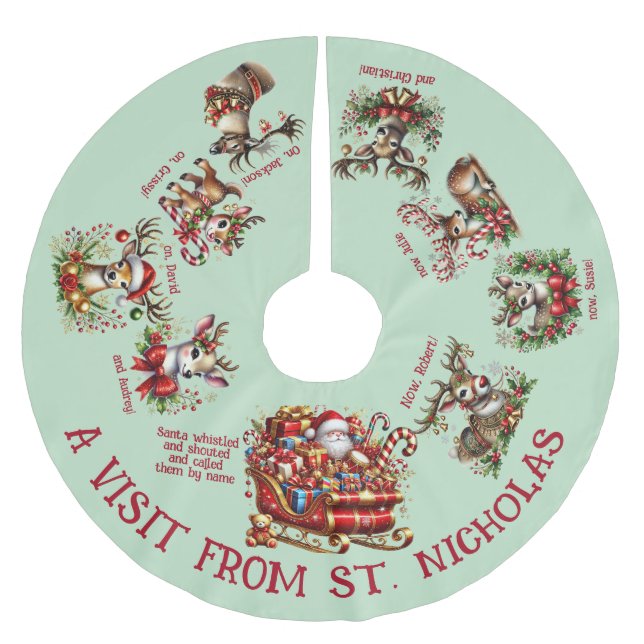 Ett besök från St. Nicholas Julgransmatta Borstad Polyester (Framsidan)