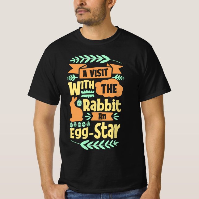 Ett besök med kaninen och Egg Star, Påsk T Shirt (Framsida)