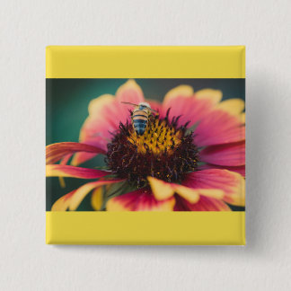 Ett bi på en blomma knapp