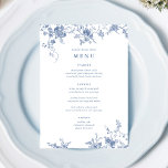 Ett blått Blommigt Bröllop Bord-menykort Inbjudningar<br><div class="desc">Ett blått Blommigt Bröllop Bord-menykort</div>