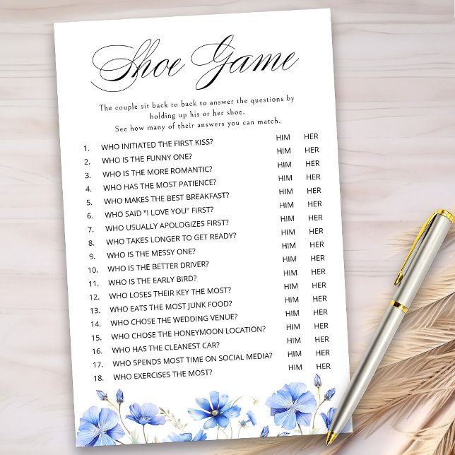 Ett blått Blommigt-Möhippa - spel (Wedding Shower Shoe Game from my Something Blue Floral Bridal Shower Collection
)
