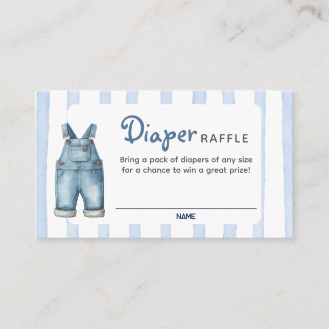 Ett blått Jean Baby Shower Diaper Raffle Card Tilläggskort (Framsida)