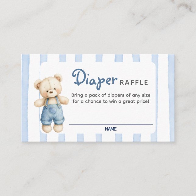 Ett blått Jean Baby Shower Diaper Raffle Card Tilläggskort (Framsida)